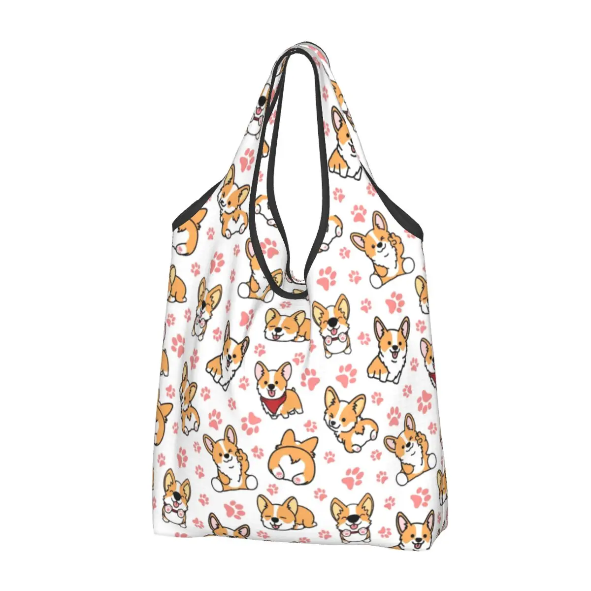 

Funny Cute Corgis Shopping Tote Bag Portable Grocery Shopper Shoulder Bag