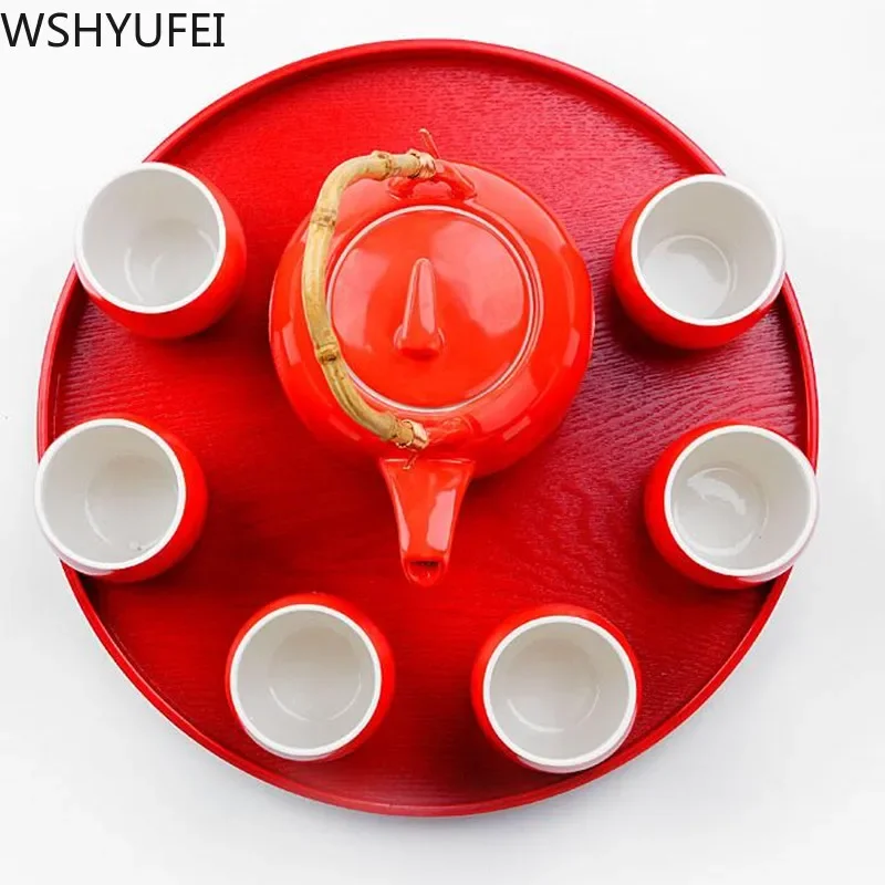 WSHYUFEI Ceramic Red Wedding Teapot Gifts Porcelain Chinese style wedding tea set porcelain teapot set filter Luxury Gift