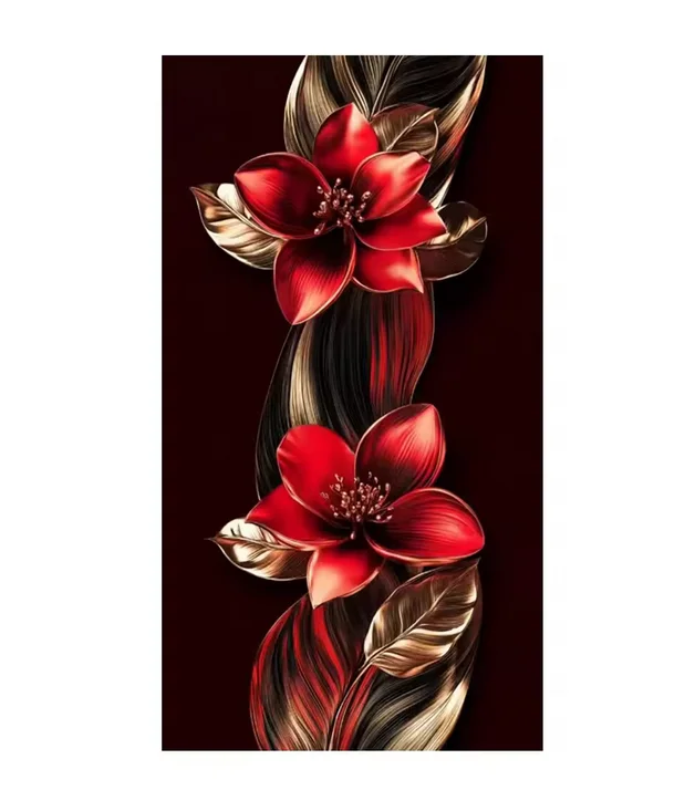 5D DIY Diamant Kunst Malerei Schwarz Gold Rote Blumen Kreuzstich Kits Vollquadrat Strass Mosaik Stickerei Home Dekoration – Detail 5