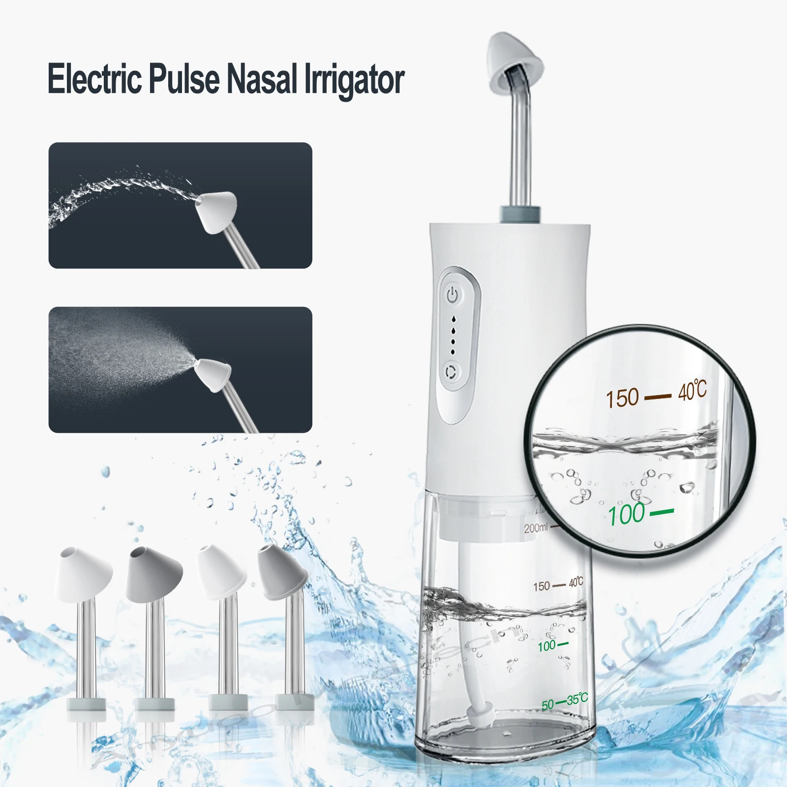 Electrical Nasal Irrigator Rechargeable Pulse Nose Washing Visible