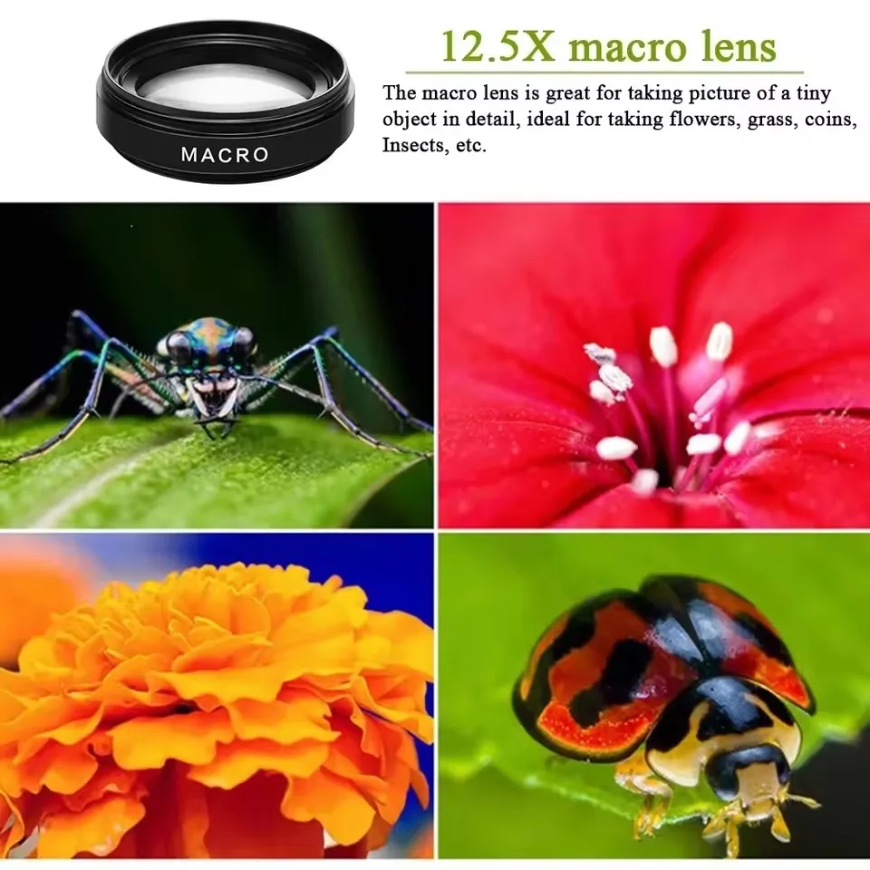 Universal HD Camera Lens Set: 0.45X Wide Angle & 12.5X Macro