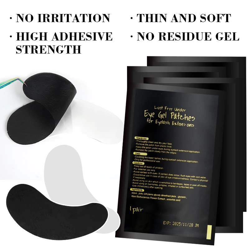 50 pairs/lot Black Patches For UV Glue Gel Eye Pads Eyelashes Paper Patches For Eyelash Extension Eye Tips Sticker Makeup Tool eyelash patches eyelash patch eyelash pads eyelash accessories eyelash extension supplies eye patches
