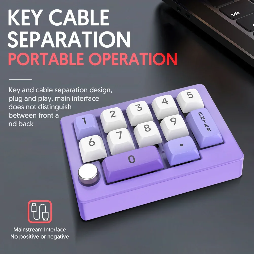 Mechanical RGB Hot Swappable Wired Mechanical Keyboard With knob Mini Gaming Keyboard 12 Color RGB Light 13 Key Keypad