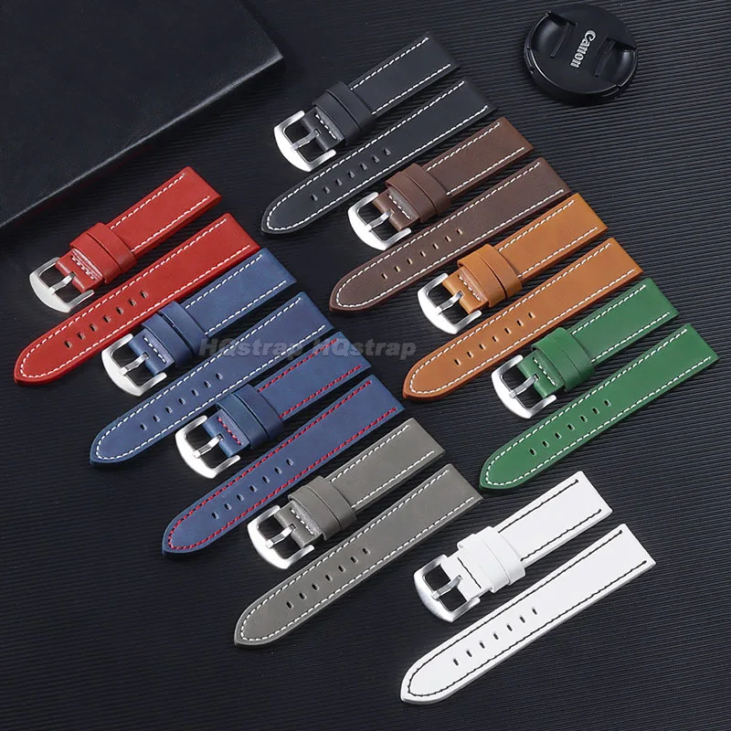 Vintage Leather Waterproof Watchband - Soft Strap Replacement for Smart Watches, Sport Wristband Bracelet