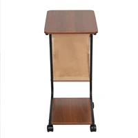 End Table, Rectangle Side Table, Night Stand with 2-Tier Storage Shelf and Fabric Storage Bag, Living Room Small Coffee Table 2