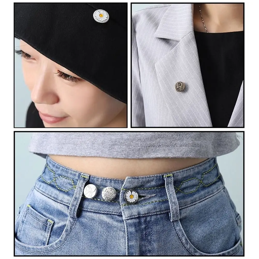 5 Pcs Detachable Metal Buttons for Jeans No-Sewing Replacement Jeans Buttons Pants Pins Waist Adjust Nail-Free Button DIY