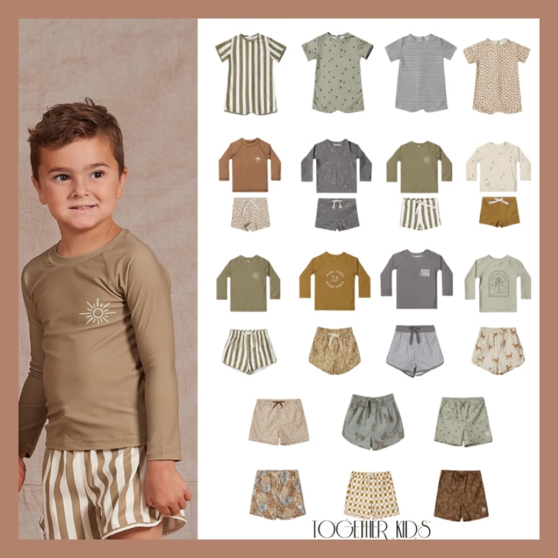 

2023 New RC Brand Baby Boys Swimwears 1-12Y Summer Kids Simple Striped Pattern Toddler Learning Swimming Bathing Suits Beach