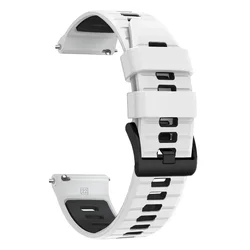 Silicone Sports Strap - 20mm/22mm - Universal Fit Bracelet - 1pecs 22MM (White Black)