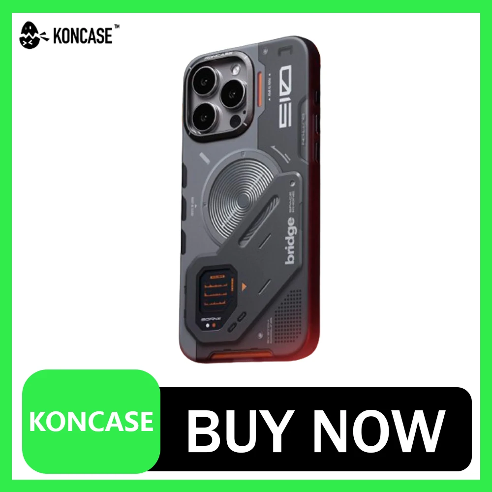 

Беспроводная зарядка KONCASE, планшетофон для IPhone14 15 Pro Max, Магнитный чехол в стиле киберпанк с защитой от падения, Матовый полупрозрачный противоударный телефон, подарок