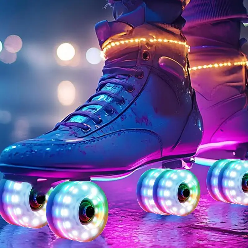 Indoor Skating Wheels Light Up Skate Wheels Roller Skate Replacement Silent High Elasticity For Double Row