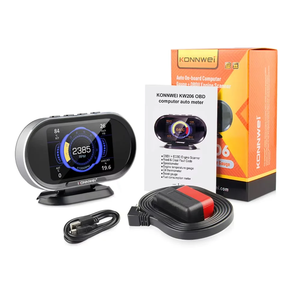 2025 KONNWEI KW206 OBD2 Scanner Car Digital On-Board Computer LCD Display Fuel Consumption Water Temperature Gauge Speedometer 6