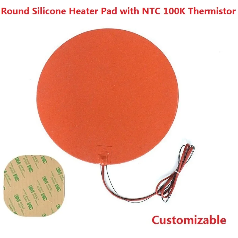 RoundSiliconeRubberElectricHeatingPadsAdhesiveStickerThermalHeaterPlateMatsNTC100K