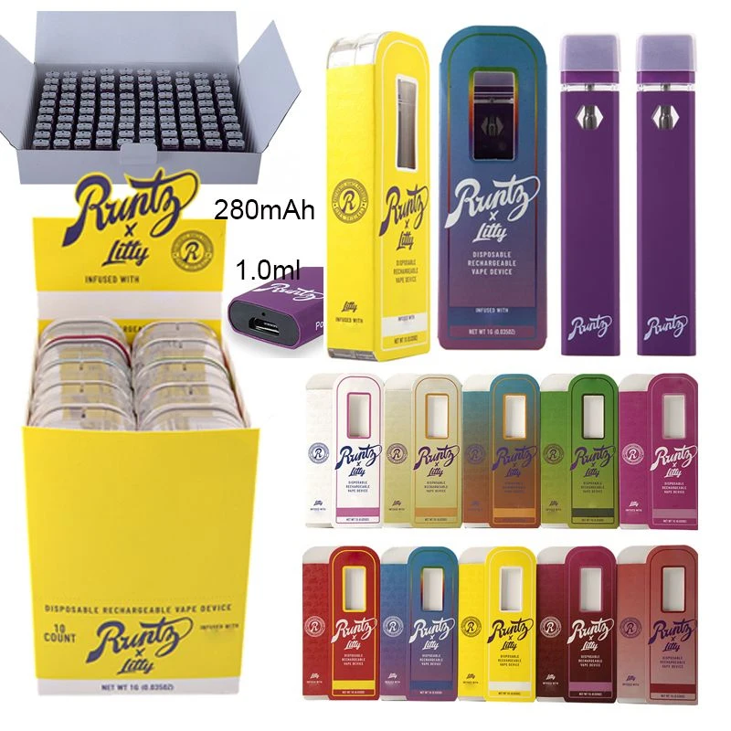 10-30 Pz Di Alta Qualità Runtz X Litty Vape Pen Kit 1.0Ml Vuoto Pod Starter Kit E Cigs Batteria Ricaricabile 280Mah Per Olio Denso