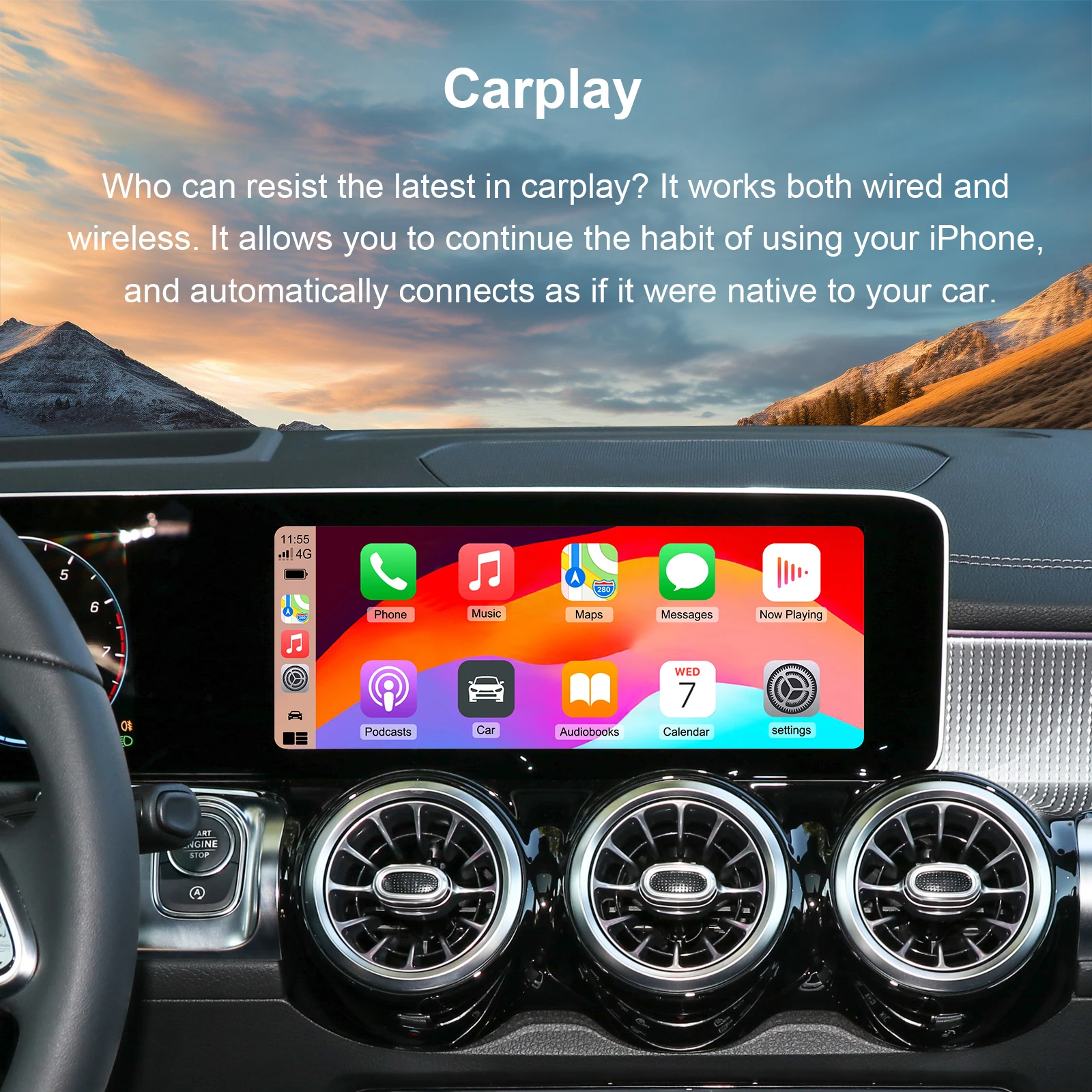 EZonetronics Kabelloses CarPlay Android Auto Nachrüstkit Decoder-Box für Mercedes Benz W176 W246 W218 C117 W212 W216 X156 C253 – Detail 7