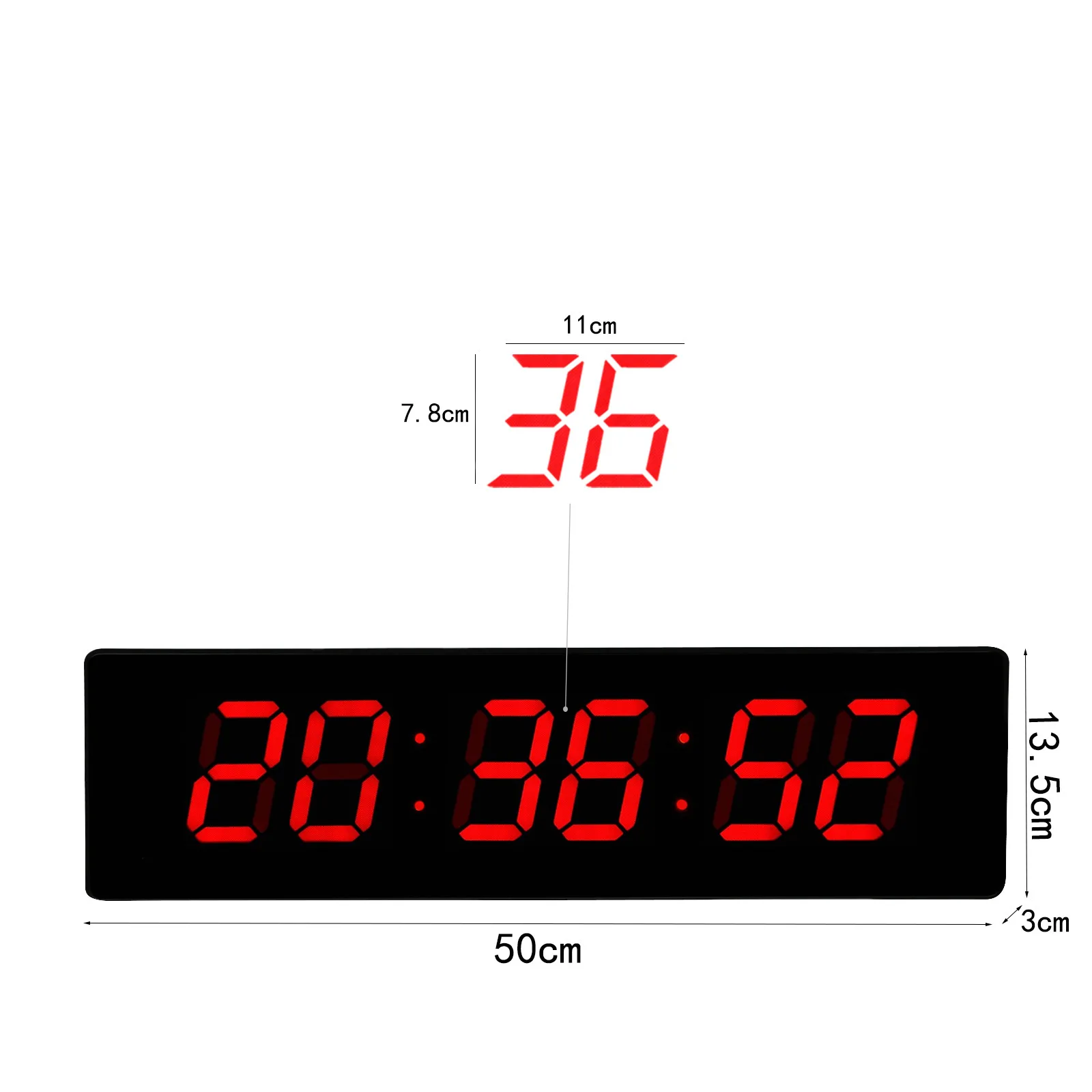 שעון אלקטרוני LED עם מסך גדול 4813 לסלון, חדר לימוד ומשרד, שעון דיגיטלי עם לוח שנה קבוע, שעון אלקטרוני מונח על הקיר