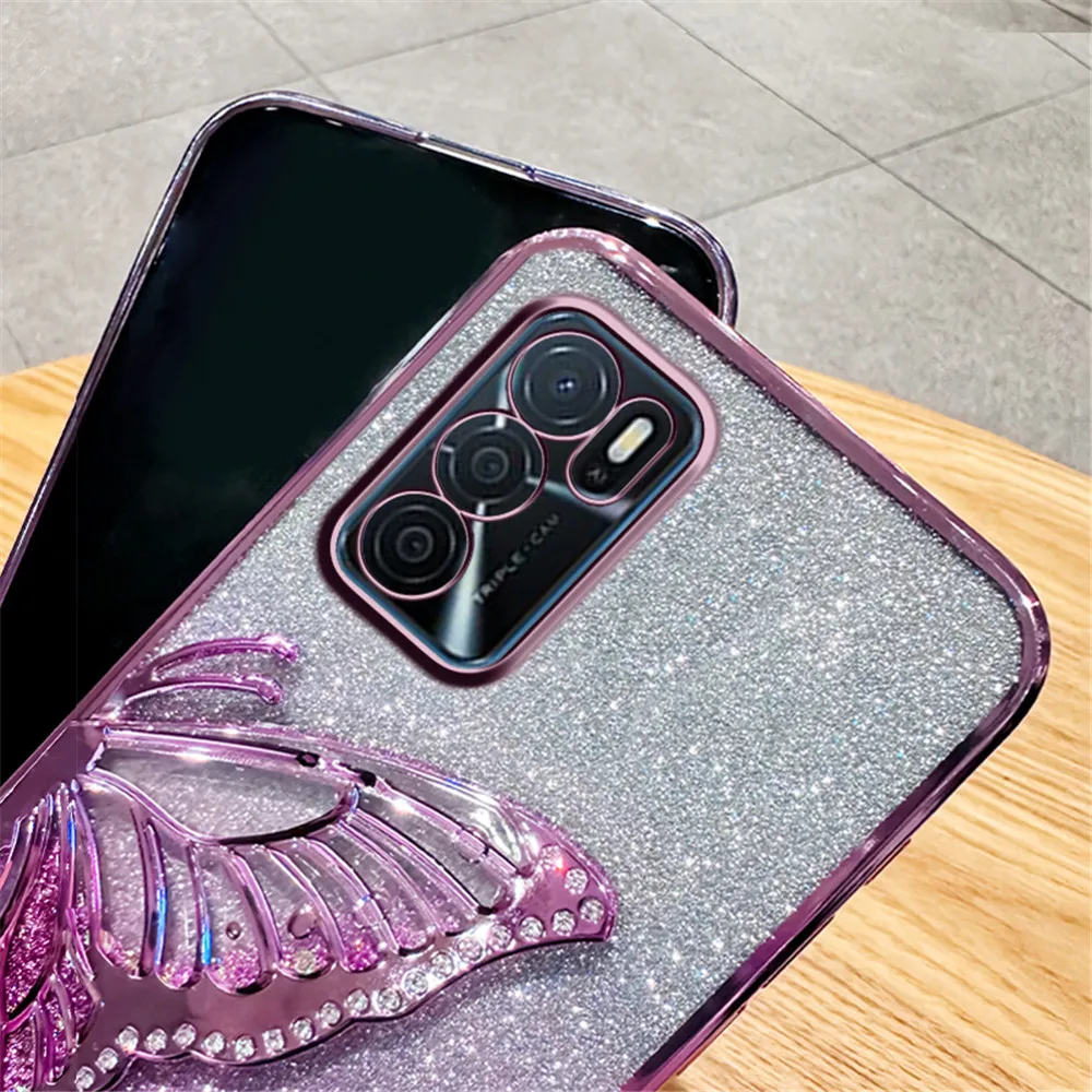 Glitter Butterfly Quicksand Plating Phone Case Cover