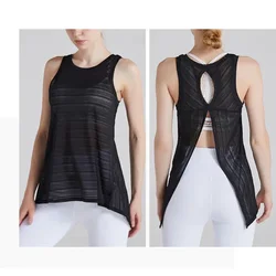 Enhanced Product Title: 

Women's Breathable Open Back Yoga Tank Top - Sleek and Stylish Athletic Wear - M (Black)