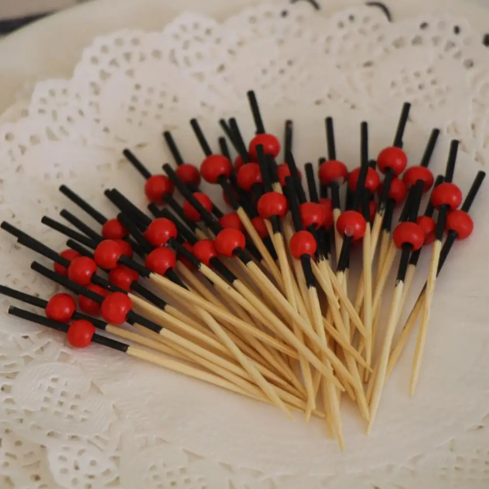 

Helpful Decorative Sticks Disposable Bamboo Practical Food Bead Stick Bead Stick Fruit Stick 100Pcs/Bag