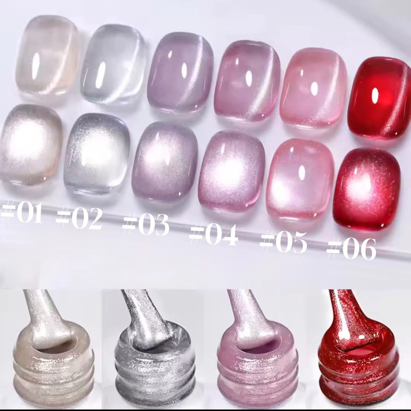 12ML Beliebter Eisklarer Weißer Wassermond-Katzenaugen-Gel-Nagellack, universeller Magnet-Katzenaugen-Gel-Nagellack, UV-Licht-Nägel – Detail 31