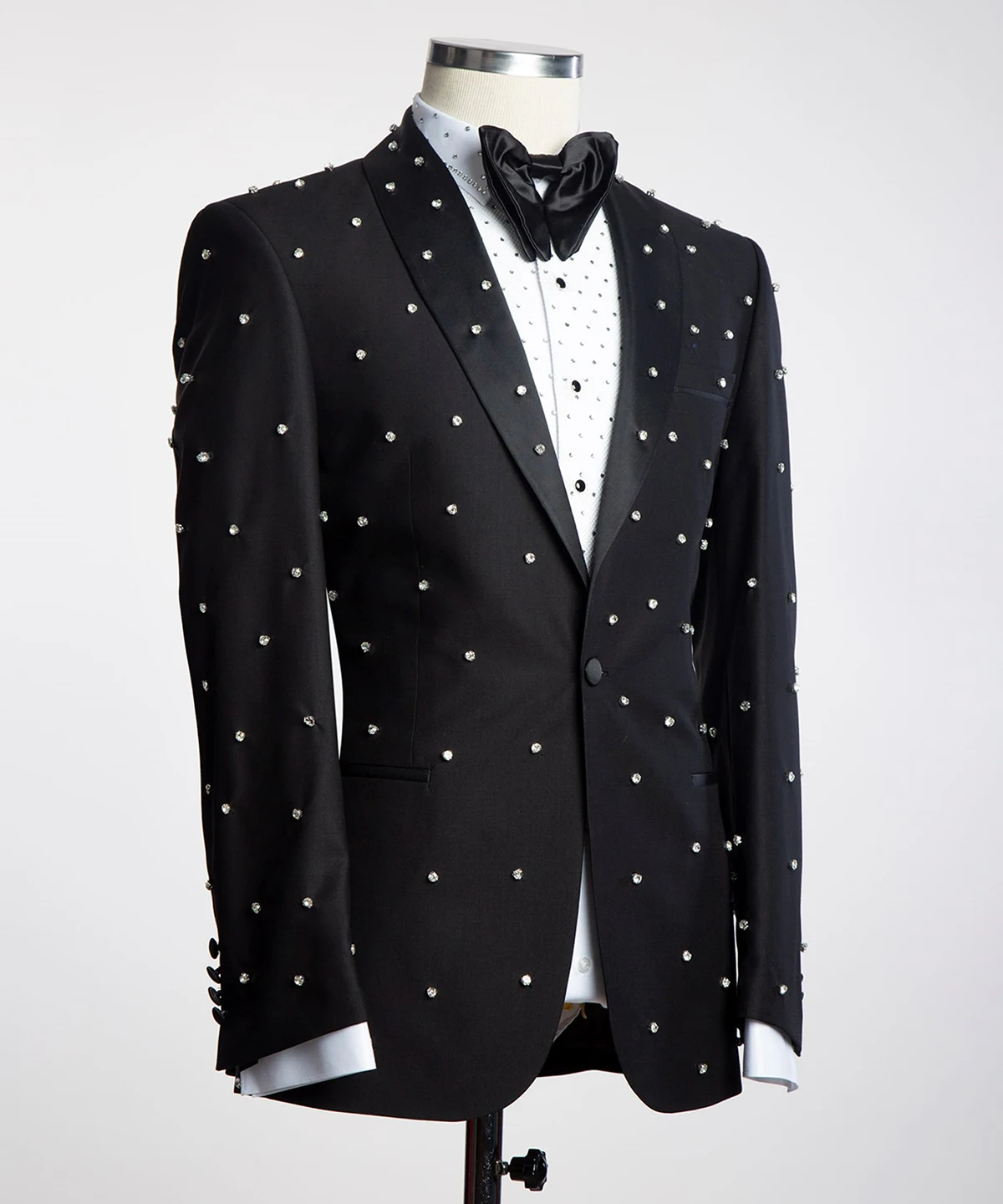 Luxury Men's Wedding Suits Rhinestone Shawl Lapel Groom Wear Tuxedos Evening Prom Made 2 Pcs Coat With Pants