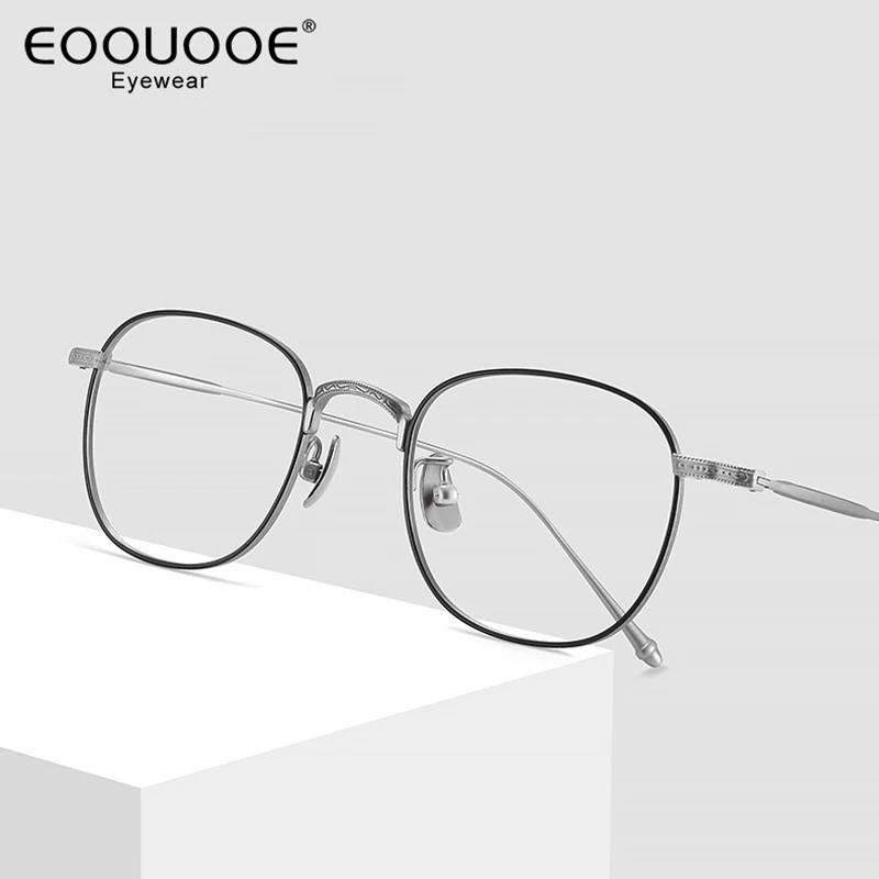 

Retro Pattern Design Eyewear Pure Titanium Glasses Frame Women Men Vintage Optical Lenses Myopia Eyeglasses Prescription Reading