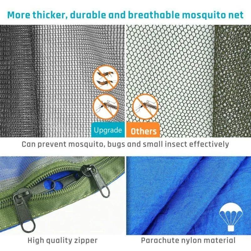 2021 Camping Hammock with Mosquito Net Pop-Up Light Portable Outdoor Parachute Hammocks Swing Sleeping Hammock Camping Stuff