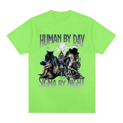 Human By Day, Wolf By Night - Funny Oversized Graphic T-Shirt - S (Green)
