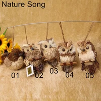 Vintage Handmade Weaving Owl Pendant, Home Wall Decoration, Natural Material, Straw, Christmas Party Supplies, Garden Decor 2