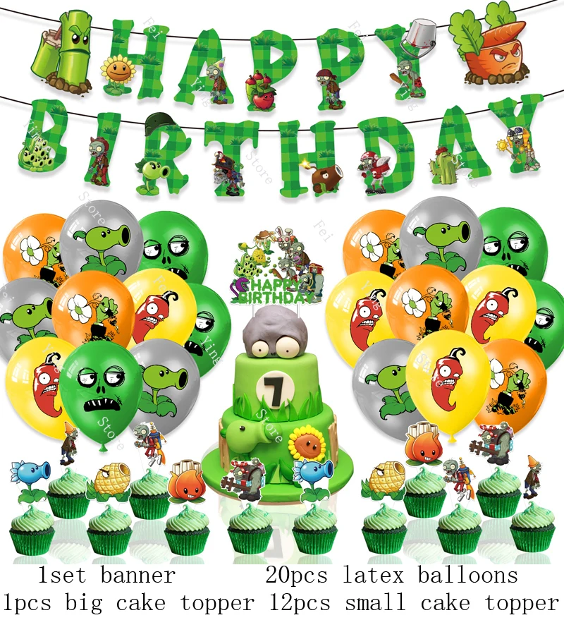 Game P-Plants vs Z-Zombies Birthday Party Disposable Tableware Balloon Background Decoration Children Party Supplies Props Gifts