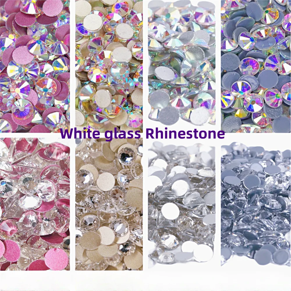 

Super Quality Glitter Gems SS3-SS50 Flatback Stones Clear Crystal Non Hotfix Rhinestones Nail Art Decoration Rhinestones