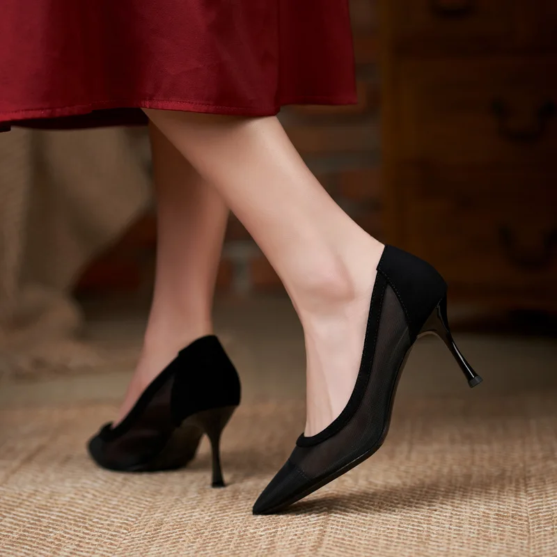 Comemore 2022 Spring Summer Thin Heels Pumps Women Pointed