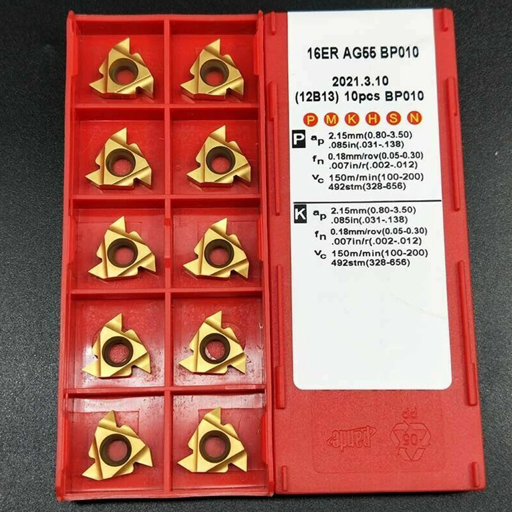 

10pcs 16ER AG55 735 Carbide Insert External Thread Turning Holder Insert For Finishing Semi-finishing Tools Accessories
