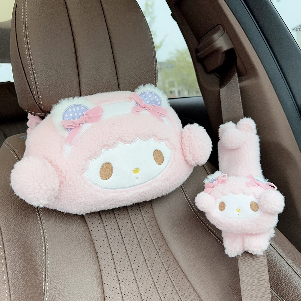 Cartoon Sanrio My Melody Headrest Back Cushion Seat Belt Cover Car Lovely My Sweet Piano Cuddly Pillow Sofa Bed Xmas Gift