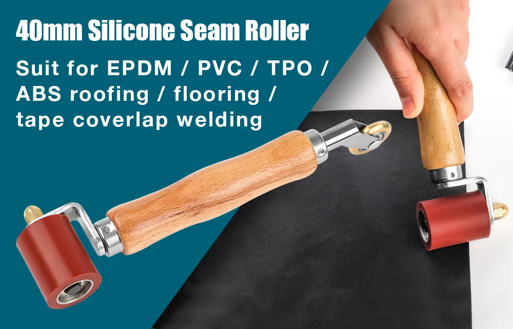 Rullo Pressore Per Saldatura - In Silicone Resistente Al Calore (260°C) - Con Manico In Legno - 40mm - Foto 2
