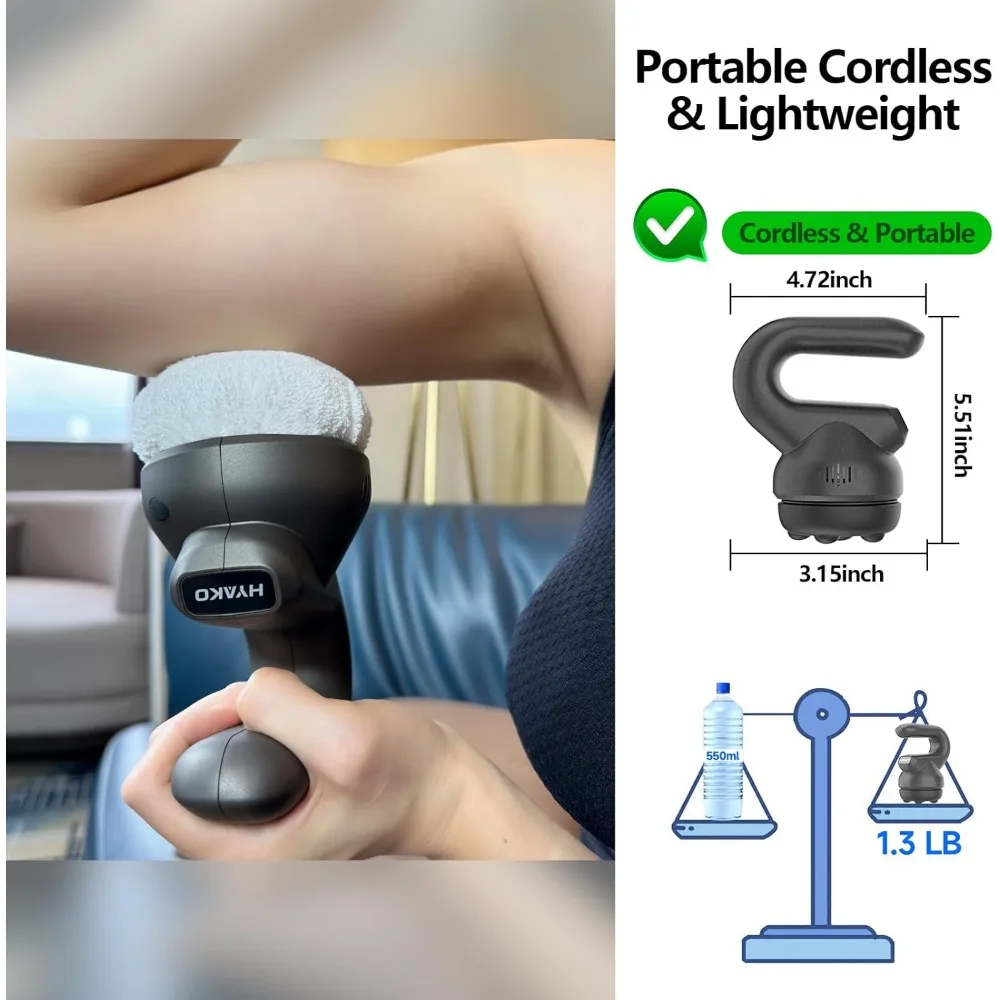 Handheld Professional Mini Orbital Buffer Relief Massager, Adjustable Multi-Speed Vibration Deep Tissue Body Chiropractic 4