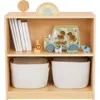 Shelf and Toy Storage,Compact Toddler Bookshelf for Small Space,Wooden Storage Cabinet Shelves and Kids Bookcase for Small Space 1