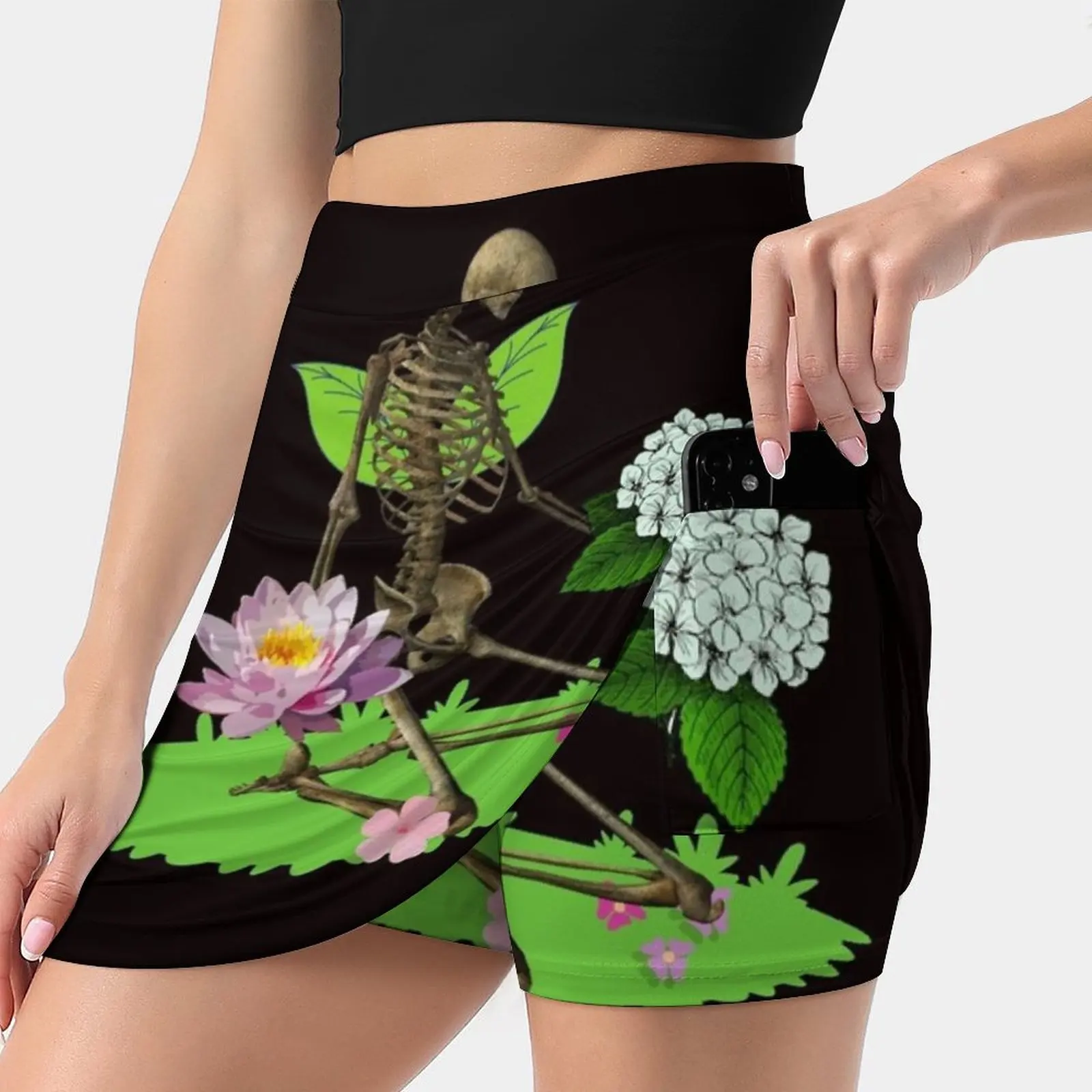 

Bones And Botany Women's skirt With Pocket Vintage Skirt Printing A Line Skirts Summer Clothes Bones Botany Skeleton Plants