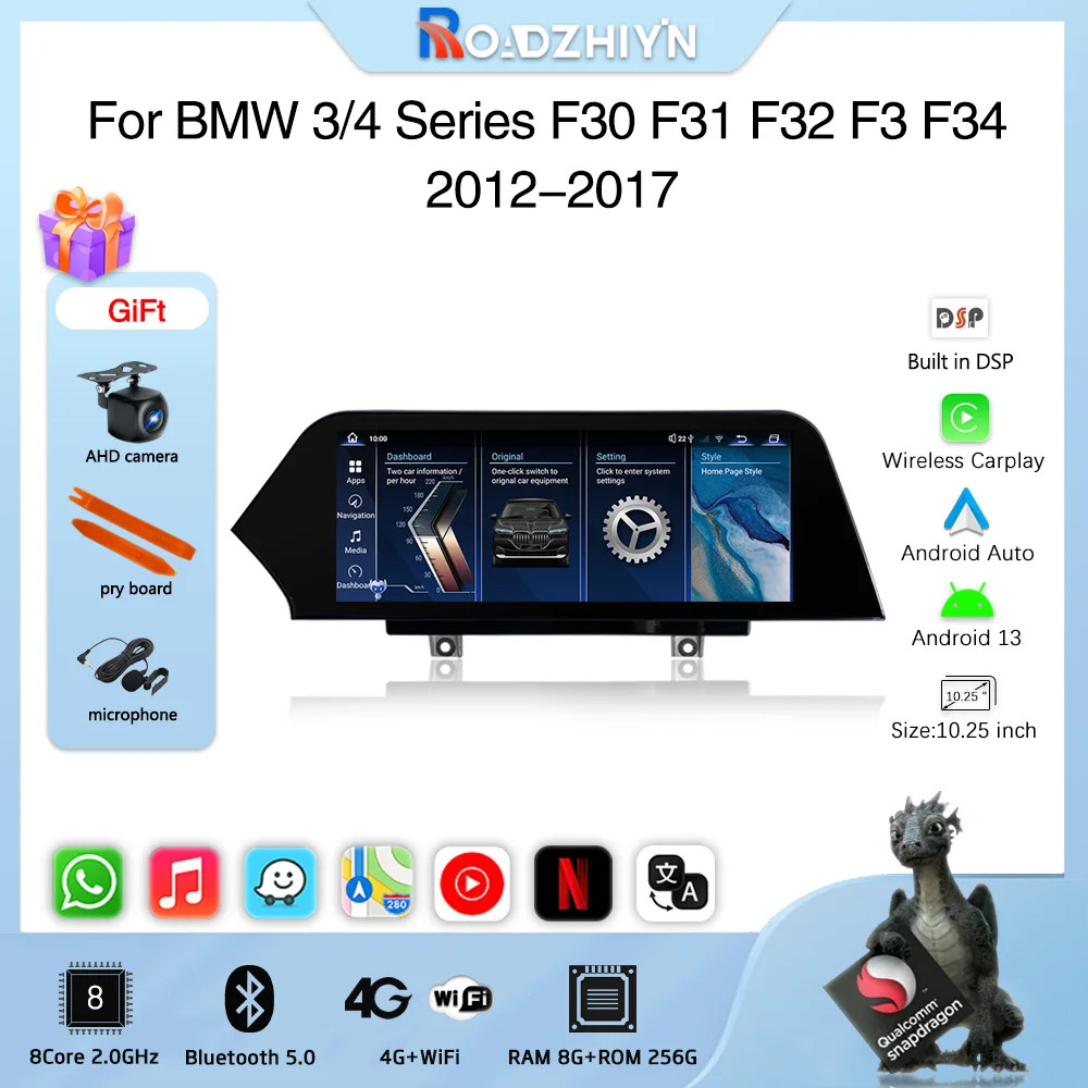 

10.25" Android13 Car Multimedia Video player For BMW 3/4 Series F30 F31 F32 F3 F34 Auto GPS Navigation 8+256G CarPlay 360Camera