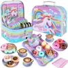 Toy Tea Set for Little Girls Princess Party Play Toy Kid Afternoon Tea Set Including Kitchen Pretend Toys Birthday Gift for Kids 1