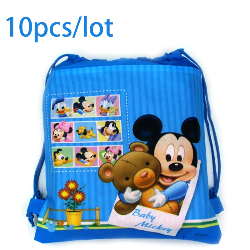 

10pcs/lot New Disney Mickey Mouse Non-woven Drawstring Backpack Gift Bag Storage Bag Happy birthday Party Kids favors school bag