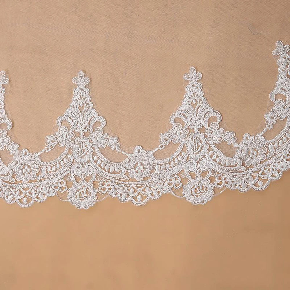 Bridal Veil Voile Mariage 3M One Layer Lace Edge Cathedral Wedding Veil