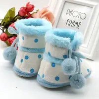 Winter Newborn Shoes Baby Boy Girl Cute Pompon Snow Boots With Plush Infant Anti-Slip Toddler Shoes Cotton Shoe Kids Home Boots 6
