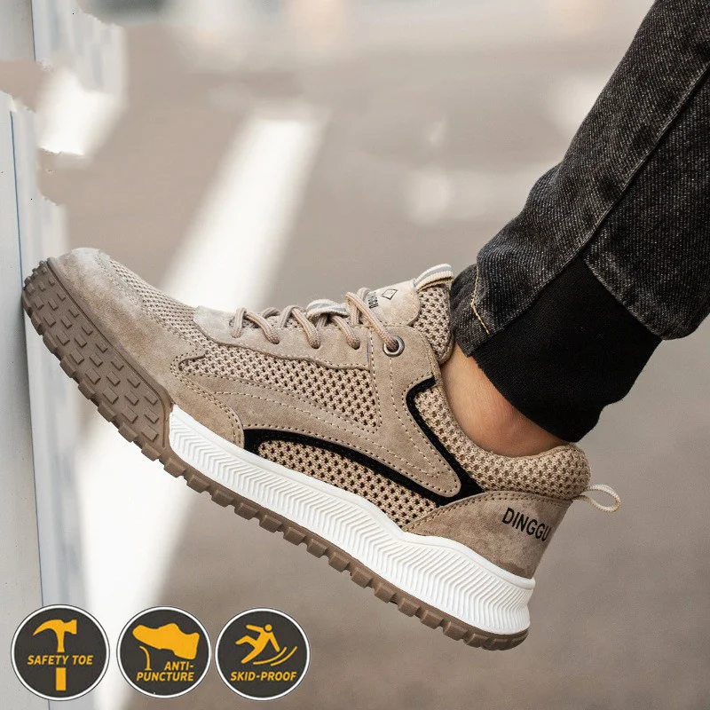 

Diansen Safety Shoes Mens Construction Work Sneaker Anti-smash Anti-puncture Male Indestructible Wear-resisting Industrial Shoes