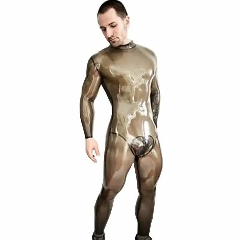 100% Latex Rubber Gummi Catsuit Ganzanzug Smoky gray Suit Overall Kostüm