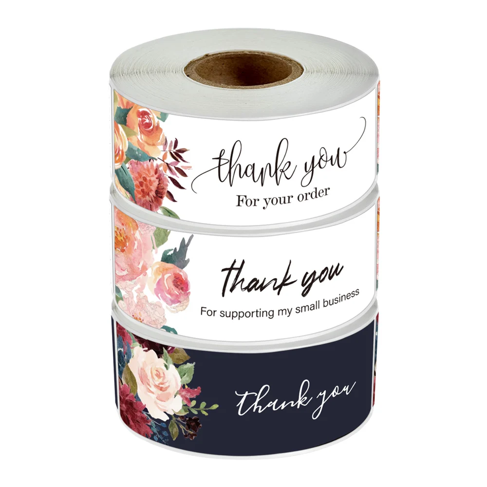

120Pcs1x3 Inch Flower Thank You for Your Order Stickers LabelS for Small Business Decor Sticker Stationery Package Decorate