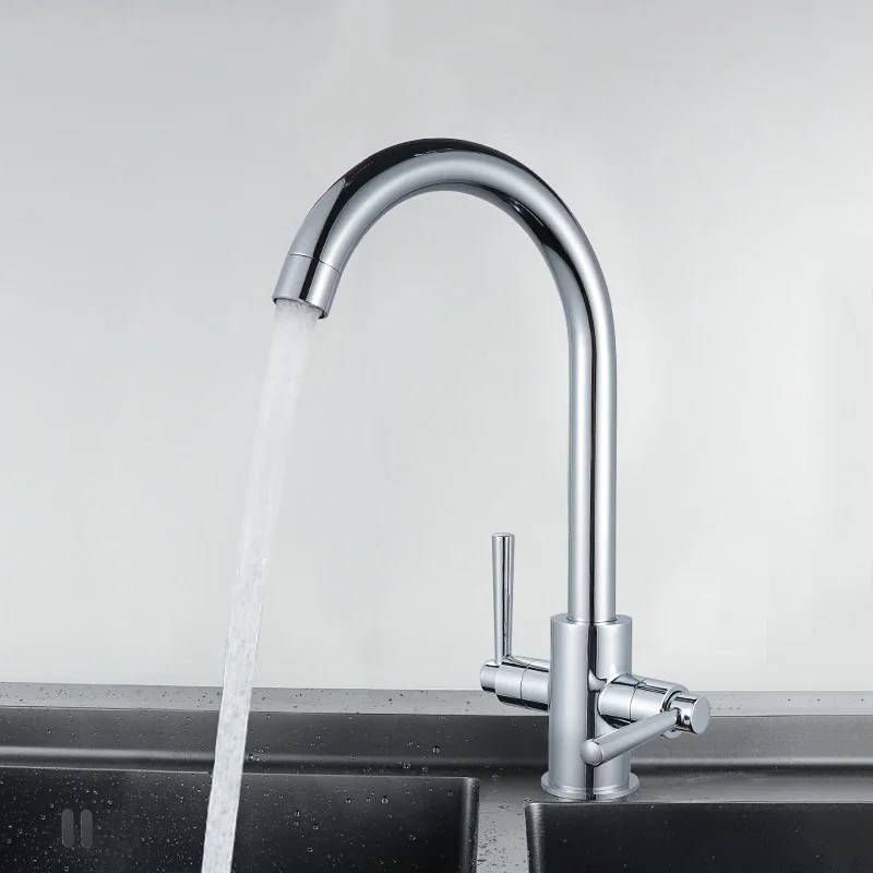 

Classic Kitchen Faucet Deck Mounted Copper Vanity Sink Tap Double Handle Cold and Hot Water Mixer Tap Bathroom Wash Basin Faucet