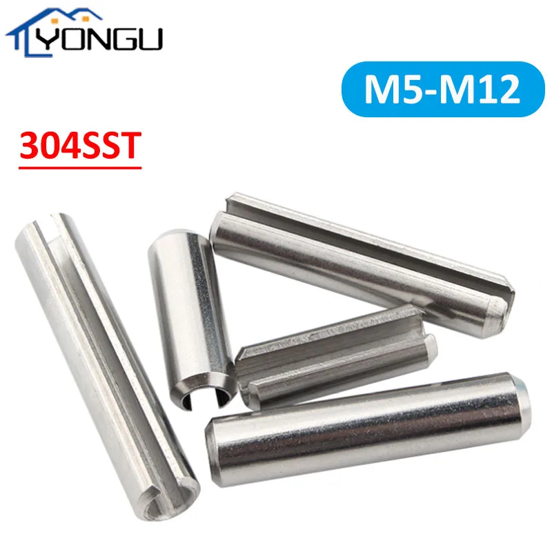 

M5 M6 M8 M10 M12 304 Stainless Steel Spring Pins Cylindrical Elastic Open Dowel Pins Roll Pin Slotted Split Tension Pins