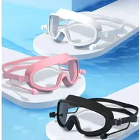 Lunettes de natation en Silicone, grande monture avec bouchons d'oreilles, pour hommes et femmes, professionnelles HD, Anti-buée, accessoires de natation 1