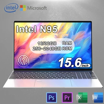 Nuovo laptop leggero da 15.6 "N95 FHD Display IPS Batteria da 7500 mAh 16 GB/32 GB di RAM 256 GB-2 TB SSD Tastiera retroilluminata Sblocco delle impronte digitali 1