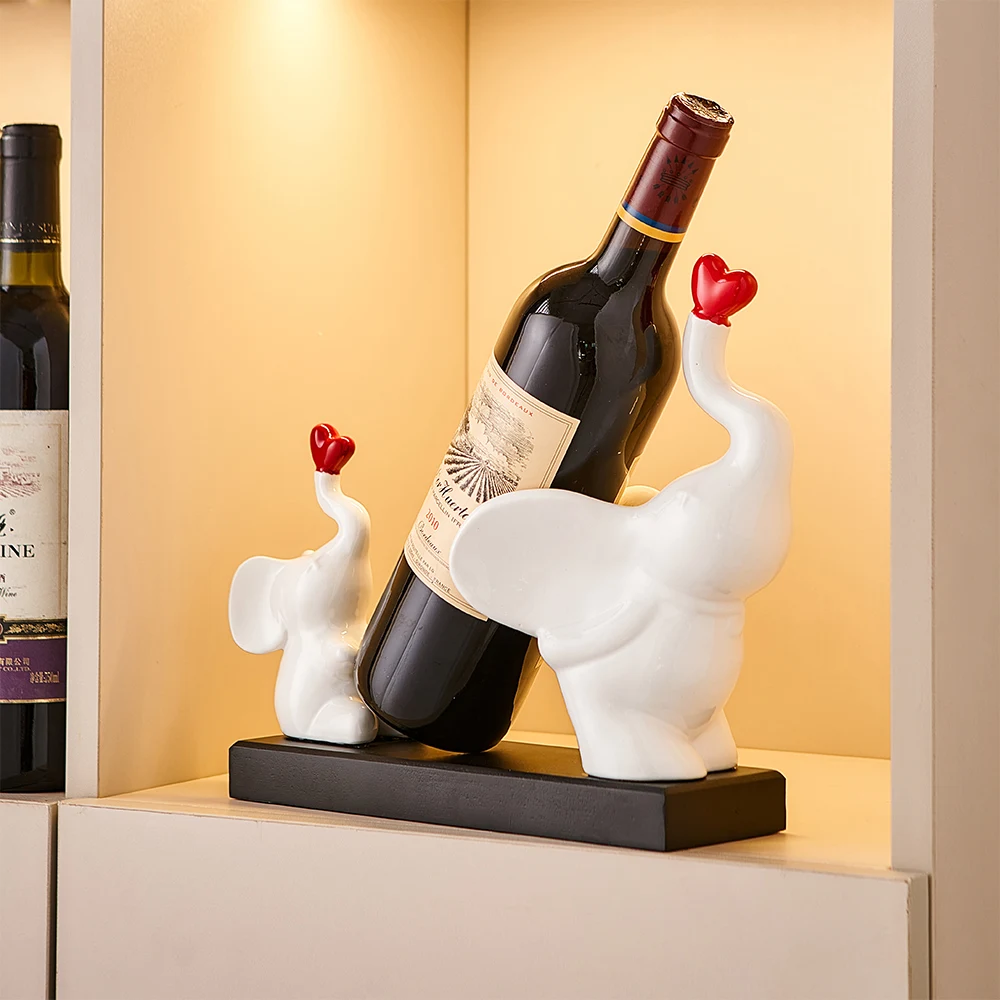 

Nordic Figurine Elephant Sculpture Wine Bottle Holder Bracket Luxury Living Room Home Housing Decoration Art Ornaments Gifts